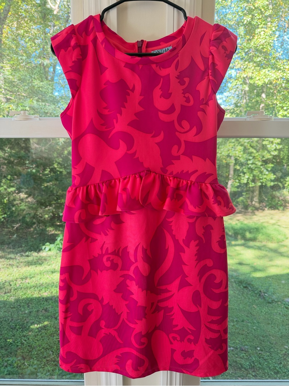 Peplum Bright Pink Ruffle Waist Dress